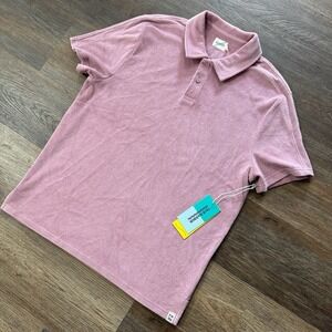 Fair Harbor Shirt Mens Size M Pink Sand Ravello‎ Terry Cloth Polo Cotton NWT